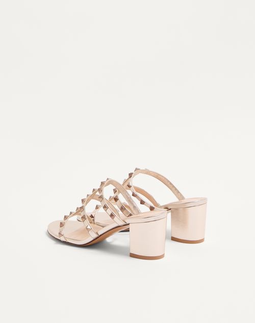 Valentino Garavani - Rockstud Metallic Calfskin Leather Slide Sandal 60 Mm - Skin - Woman - Sandals